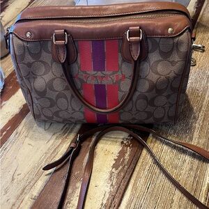 Coach Tan and Purple Signature Tote